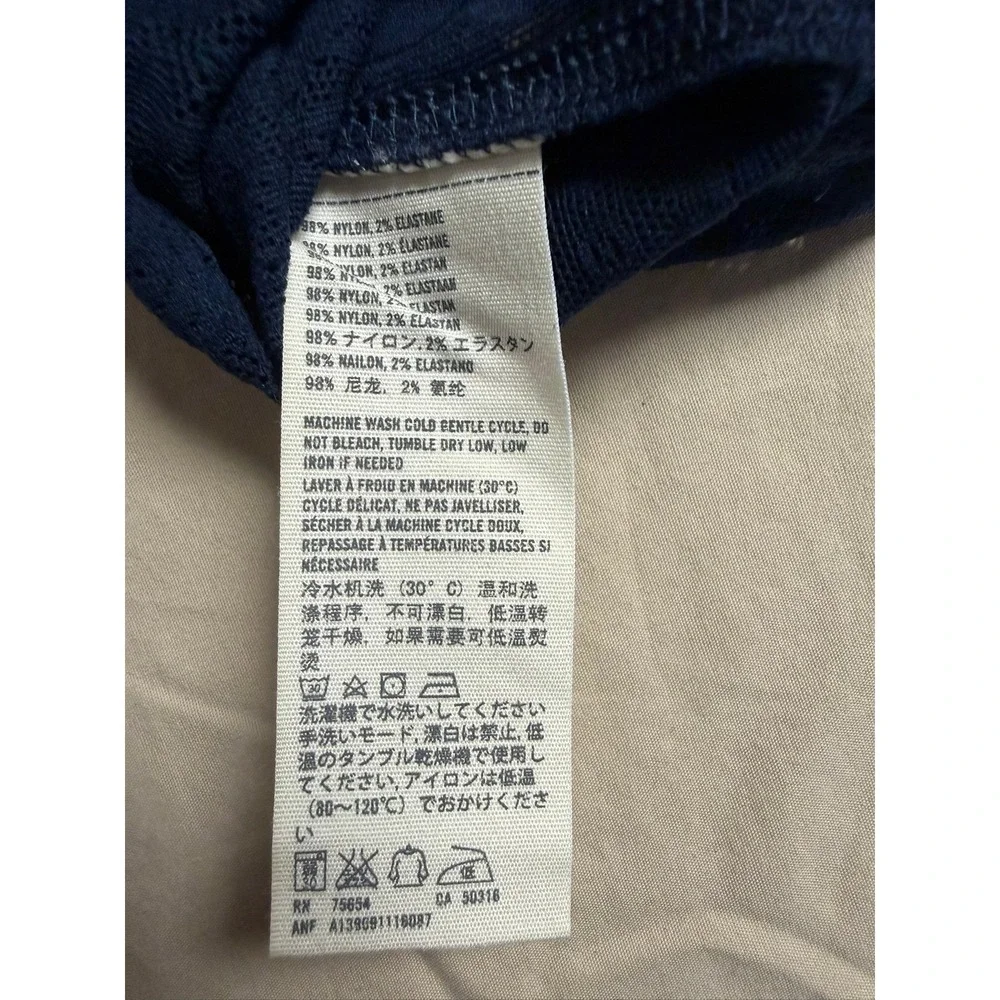 Abercrombie & Fitch Womens Navy Blue Floral Lace Henley Racerback Tank Top Small - Picture 4 of 4